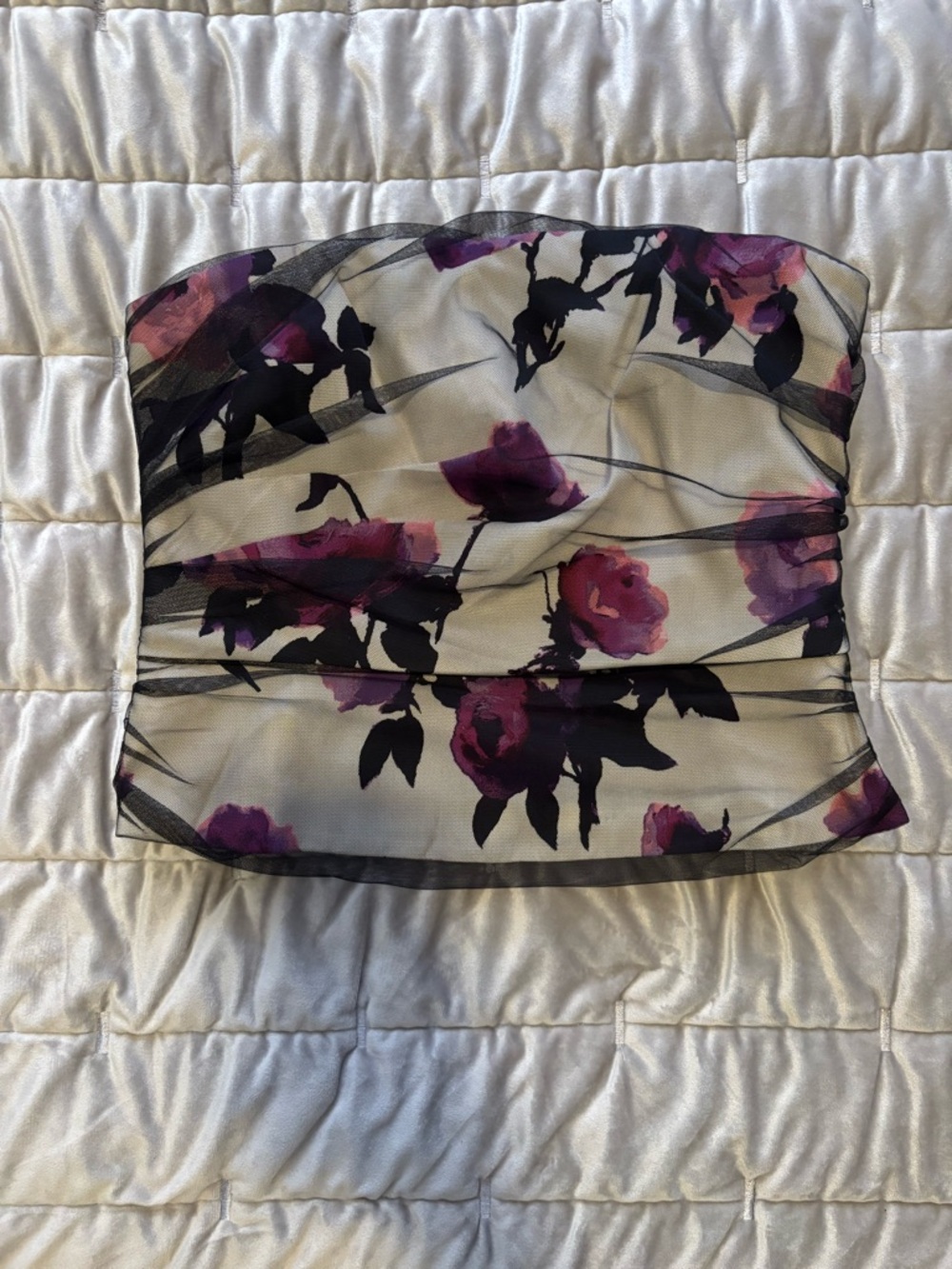 White House Black Market Floral Strapless Bustier